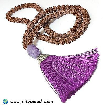 گردنبند آرامش و پاکسازی چاکراها (آمیتیست و رودراکشا) کد 140252
